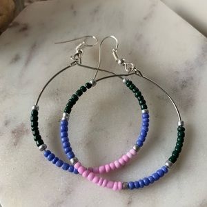Handmade boho hoop beaded earrings